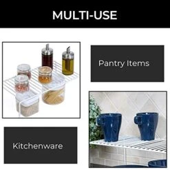 Smart Design Cabinet Storage Shelf Rack - Set Of 6 - Large - 8.5 X 16 Inch - Steel Metal Wire - Rust Resistant Coating - Dish, Counter And Pantry Organization - Kitchen - White -Peugeot Shop 51fPT94xuZL