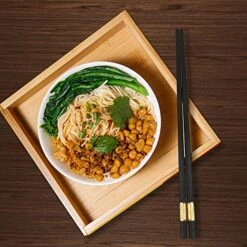 10 Pairs Non-Slip Fiberglass Chopsticks, Reusable Chopsticks Gift Set Dishwasher Safe, Easy To Use And Clean, Square Lightweight For Home Kitchen, Hotel, Restaurant Dining Tools, Black And Gold -Peugeot Shop 51fSnq6vB3L