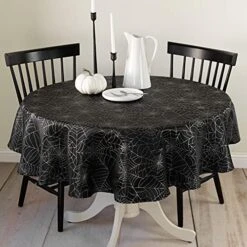 Halloween Twinkle Spider Web Metallic Fabric Table Cloth, Easy Care Tablecloth For Dinners & Parties (Black, 60" X 120" Rectangular) -Peugeot Shop 51fV3pPruAL. AC