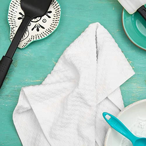 Euro Café Set Of 12 Waffle Weave Pure Cotton Super Absorbent Multipurpose Kitchen Towels, Dishcloths, Tea Towels White 6 Euro Café Set Of 12 Waffle Weave Pure Cotton Super Absorbent Multipurpose Kitchen Towels, Dishcloths, Tea Towels White - Image 6