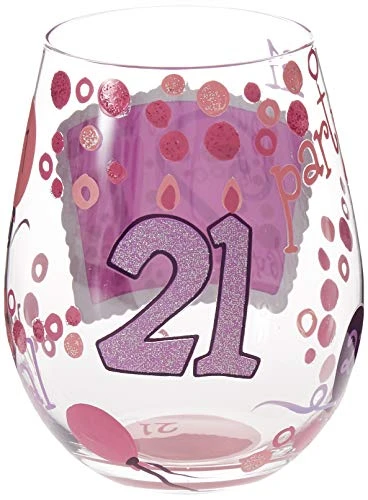 Enesco Designs By Lolita “21” Hand-painted Artisan Stemless Wine Glass, 20 Oz. 2 Enesco Designs By Lolita “21” Hand-painted Artisan Stemless Wine Glass, 20 Oz. - Image 2