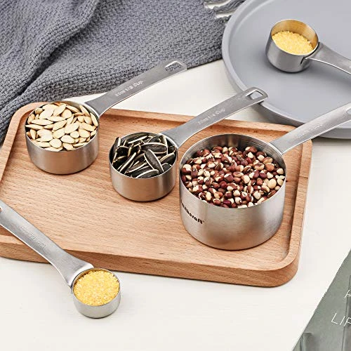Measuring Cups Set, 18/8 Stainless Steel Measuring Cups And Spoons Set, 8 Kitchen Measuring Cups & 9 Baking Measuring Spoons & Magnetic Conversion Chart&Leveler&Rings-Metal Measure Cups&Spoons 4 Measuring Cups Set, 18/8 Stainless Steel Measuring Cups And Spoons Set, 8 Kitchen Measuring Cups & 9 Baking Measuring Spoons & Magnetic Conversion Chart&Leveler&Rings-Metal Measure Cups&Spoons - Image 4