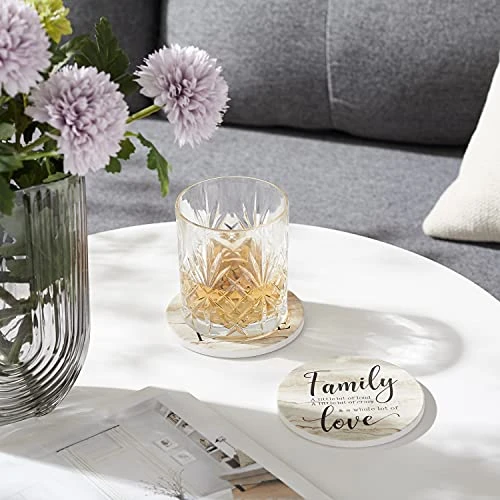 Coasters For Drinks, Set Of 6 Absorbent Drink Coasters With Holder, Rustic Ceramic Drink Coasters With Cork Backing For Table Protection, Housewarming Gifts, Farmhouse Décor 2 Coasters For Drinks, Set Of 6 Absorbent Drink Coasters With Holder, Rustic Ceramic Drink Coasters With Cork Backing For Table Protection, Housewarming Gifts, Farmhouse Décor - Image 2