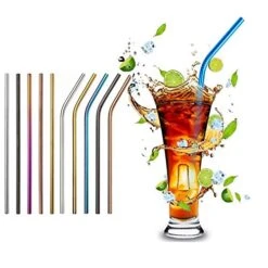 Reusable Metal Straws 50Pcs.8.5” Rose Gold Color Stainless Steel Drinking Straws In Bulk For Wholesale.215x6mm All Curved Straight Straws For 20oz Tumblers Yeti (50pcs All Straight Rose Gold-8.5") -Peugeot Shop 51fuTDlSpwL