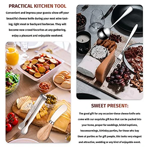 14 Pieces Cheese Butter Spreader Set Charcuterie Accessories Stainless Steel Knives With Wooden Handles Charcuterie Boards Utensils Mini Serving Tongs Spoons And Forks(Yellow) 5 14 Pieces Cheese Butter Spreader Set Charcuterie Accessories Stainless Steel Knives With Wooden Handles Charcuterie Boards Utensils Mini Serving Tongs Spoons And Forks(Yellow) - Image 5