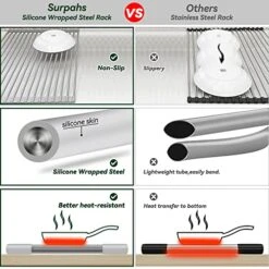 Over The Sink Multipurpose Roll-Up Dish Drying Rack (Warm Gray, Large - 20.5"x13") - 2 Pack -Peugeot Shop 51fvY0ur4JL