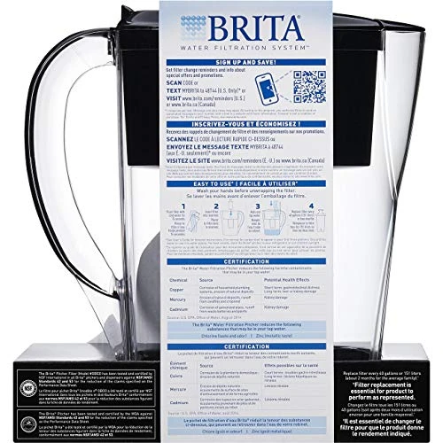 Brita 6 Cup Space Saver BPA Free Water Pitcher With 1 Filter, Black 3 Brita 6 Cup Space Saver BPA Free Water Pitcher With 1 Filter, Black - Image 3