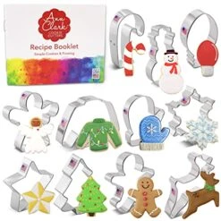 Hristmas Cookie Cutters 11-Pc Set Made In USA By Ann Clark, Gingerbread Man, Christmas Tree, Candy Cane, Reindeer