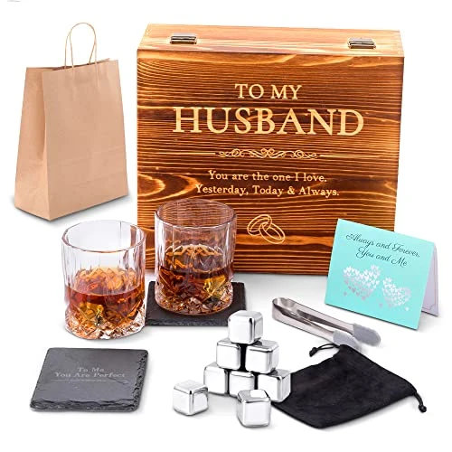 Whiskey Stones Gift Set Anniversary Gi Fts For Husband | Him | Men, Husband Birthday | Wedding Anniversary | Valentine's Day Gift, 8 Stainless Steel Whiskey Stones & 2 Whiskey Glasses(11oz) 1 Whiskey Stones Gift Set Anniversary Gi Fts For Husband | Him | Men, Husband Birthday | Wedding Anniversary | Valentine's Day Gift, 8 Stainless Steel Whiskey Stones & 2 Whiskey Glasses(11oz)