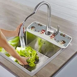 2 Pack Xmas Soldier Kitchen Faucet Drying Mat 15''x 6'' Dish Drain Drying Pad Christmas Nutcrackers Absorbent Splash Guard Behind Faucet Drip Catcher Protectors For Sink Bar Bathroom -Peugeot Shop 51g1hDRnaL. AC