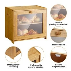 Bread Box For Kitchen Countertop, Bamboo Storage Box With 2 Adjustable Layer, Large Capacity Bread Box With Acrylic Glass Window, Bread Storage Bin For Kitchen(Self-Assembly) 10 Bread Box For Kitchen Countertop, Bamboo Storage Box With 2 Adjustable Layer, Large Capacity Bread Box With Acrylic Glass Window, Bread Storage Bin For Kitchen(Self-Assembly) -Peugeot Shop 51g1vIku0OL