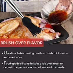 Stainless Steel Turkey Baster Commercial Grade Quality Silicone Bulb Including 2 Marinade Injector Needles And Basting Brush -Peugeot Shop 51g22ANPUBL