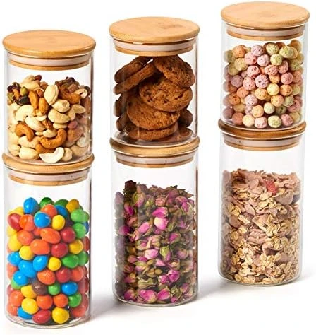 Set Of 6 Glass Food Jars With Airtight Natural Bamboo Lids, 30oz + 47oz Kitchen Clear Canister Storage Container Set For Storing Candy, Cookie, Rice, Sugar, Flour, Spices, Nuts, Coffee 6 Set Of 6 Glass Food Jars With Airtight Natural Bamboo Lids, 30oz + 47oz Kitchen Clear Canister Storage Container Set For Storing Candy, Cookie, Rice, Sugar, Flour, Spices, Nuts, Coffee - Image 6