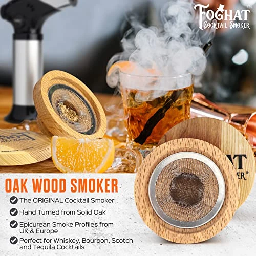 Foghat Cocktail Smoking Kit - Bourbon Barrel Oak Fuel Wood Shavings & Smoking Torch & Butane | Infuse Cocktails, Whiskey, Cheese & Meats 2 Foghat Cocktail Smoking Kit - Bourbon Barrel Oak Fuel Wood Shavings & Smoking Torch & Butane | Infuse Cocktails, Whiskey, Cheese & Meats - Image 2