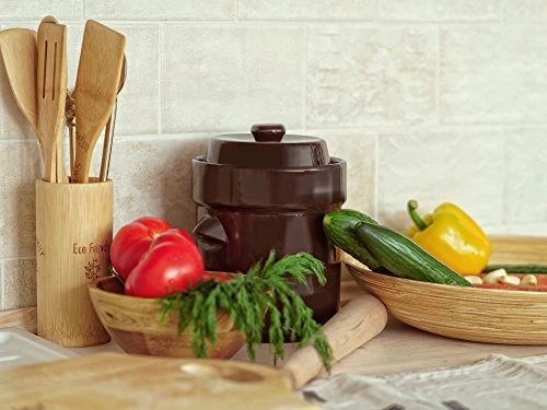 Fermentation Crock Jar 1/2 Gallon - Ceramic Sauerkraut Fermenting Crock With Lid And Weights - 2 Liter Fermentation Jar For Pickling Kimchi, Sauerkraut, Pickles, Vegetables, Kombucha 3 Fermentation Crock Jar 1/2 Gallon - Ceramic Sauerkraut Fermenting Crock With Lid And Weights - 2 Liter Fermentation Jar For Pickling Kimchi, Sauerkraut, Pickles, Vegetables, Kombucha - Image 3