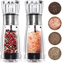 TR-PM001 Salt Professional Stainless Steel Manual Pepper Grinder Mill With Rotate Tab And Refillable, Fits In Home, Kitchen, BBQ, Acrylic, Transparent -Peugeot Shop 51gMpi8lopL. AC