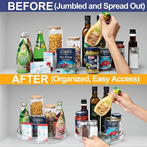 Lazy Susan Organizers, 4 Pack 10.6” Clear Lazy Susan Turntable For Kitchen, Cabinet, Fridge, Pantry, Countertop, Bathroom Storage 4 Lazy Susan Organizers, 4 Pack 10.6” Clear Lazy Susan Turntable For Kitchen, Cabinet, Fridge, Pantry, Countertop, Bathroom Storage - Image 4