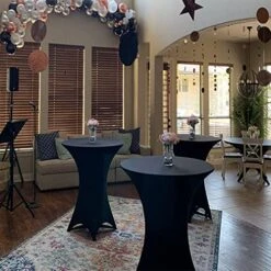 4 Pack 30x42 Inch Highboy Spandex Cocktail Table Covers Black, Cocktail Table Spandex Covers, Fitted Stretch Cocktail Table Tablecloth For Round Tables (4PC 30X42 Black) -Peugeot Shop 51gT6GiFOVL