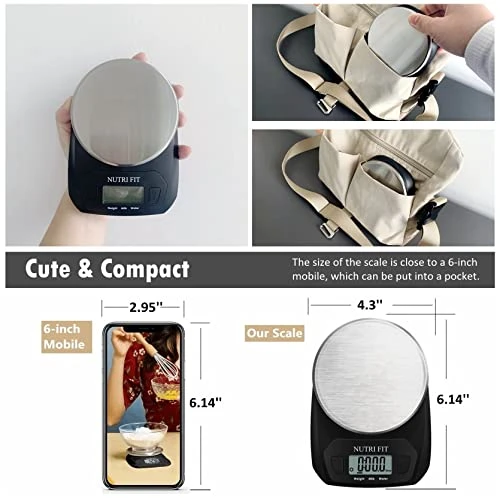 Digital Food Scale Small Kitchen Scales Weight In Grams And OZ For Cooking Baking Weight Loss, Stainless Steel Tare & Backlit LCD Display, Black 4 Digital Food Scale Small Kitchen Scales Weight In Grams And OZ For Cooking Baking Weight Loss, Stainless Steel Tare & Backlit LCD Display, Black - Image 4