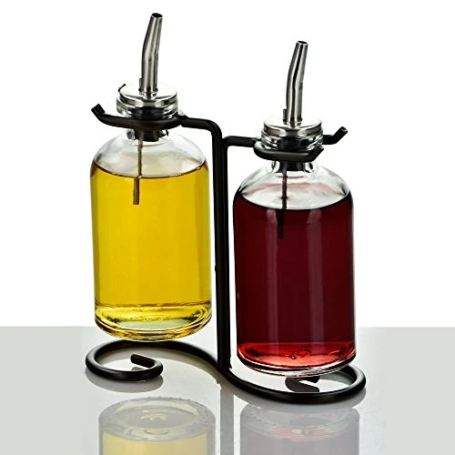 Apothecary Double Oil & Vinegar Glass Cruet Set W/ Stand, 8 Oz * 2, Clear, 1 Piece 2 Apothecary Double Oil & Vinegar Glass Cruet Set W/ Stand, 8 Oz * 2, Clear, 1 Piece - Image 2