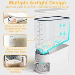 26.5 Lbs Rice Dispenser, Large Sealed Integrated Grain Container Storage, Rice Container With Measuring Cup, Food Dispenser Kitchen Organization For Rice, Beans, Grains, Small Dry Food 7 26.5 Lbs Rice Dispenser, Large Sealed Integrated Grain Container Storage, Rice Container With Measuring Cup, Food Dispenser Kitchen Organization For Rice, Beans, Grains, Small Dry Food -Peugeot Shop 51gWMPMo2cL