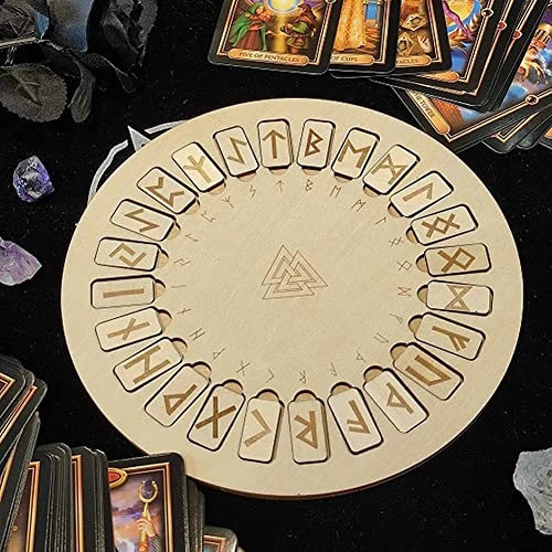 HOgog Wooden Runes Divination Engraved Board,Wood Runes Set Engraved Odin Symbols Symbol For Meditation Divination 5 HOgog Wooden Runes Divination Engraved Board,Wood Runes Set Engraved Odin Symbols Symbol For Meditation Divination - Image 5