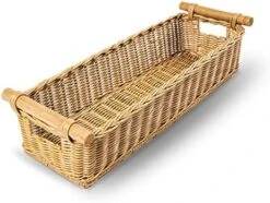 Ong Narrow Pole Handle Wicker Basket, Small, 17 In L X 5 In W X 5.25 In H, Sandstone -Peugeot Shop 51gdS46Mz4L. AC
