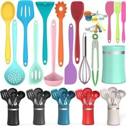 Silicone Cooking Utensil Kitchen Utensil Set, 24 Pcs Non-stick Cooking Utensils Spatula Set With Holder By AIKKIL, Heat Resistant Kitchen Gadgets Tools Set For Cookware(Colorful) -Peugeot Shop 51gmLTi8AdL. AC