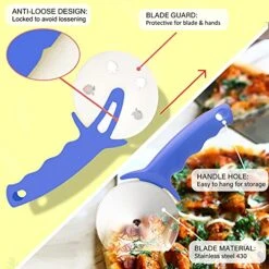 4-Inch Pizza Cutter Wheel,Heavy Stainless Steel Large Pizza Cutter With Cover,Premium Kitchen Pizza Slicer With Good Grips Handle Super Sharp,Easy To Clean And Dishwasher Safe-Blue -Peugeot Shop 51gpeYIMJIS