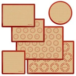 Silicone Baking Mat Set Of 6, Easy Clean & Non-Stick Food Grade Reusable Baking Mat, Silicon Baking Mats Oven Liner Sheet, Round & Square Cake Mat, Pastry Board Rolling Dough Mats For Macaron Cookie
