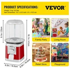 Mophorn Gumball Machine, 1-inch Candy Vending Machine, Commercial Gumball Vending Machine With Adjustable Candy Outlet Size, Metal Gumball Dispenser Machine For Home, Gaming Stores -Peugeot Shop 51h4xjIVAnL