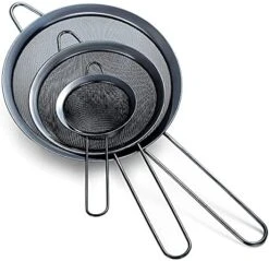 Gold Fine Mesh Strainer 3 Pieces Set, Golden Flour Sifter For Baking, Stainless Steel Clander, Gold Matcha Tea Strainer, Gravy Separator, Stasher Sieve Pasta Strainers -Peugeot Shop 51h5r805qZL. AC