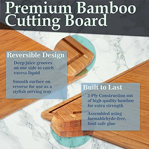 Bamboo Burner Cover Cutting Board, 3-Ply, Large, Square - Grooved/Flat (20"x20"x0.75") 4 Bamboo Burner Cover Cutting Board, 3-Ply, Large, Square - Grooved/Flat (20"x20"x0.75") - Image 4