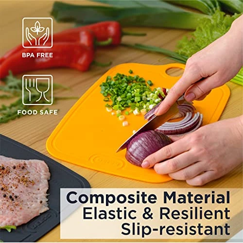 LUX Durable TPU Cutting Boards For Kitchen, Set Of 2, Double-Sided Non-Slip Chopping Board, Built-in Ruler, Flexible Large Cutting Board, Deep Juice Grooves, Dishwasher Safe 6 LUX Durable TPU Cutting Boards For Kitchen, Set Of 2, Double-Sided Non-Slip Chopping Board, Built-in Ruler, Flexible Large Cutting Board, Deep Juice Grooves, Dishwasher Safe - Image 6