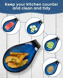 Ceramic Spoon Rest, Spoon Rest For Kitchen Counter, Spoon Holder For Stove Top, Coffee Cooking Farmhouse 4inch, Blue 12 Ceramic Spoon Rest, Spoon Rest For Kitchen Counter, Spoon Holder For Stove Top, Coffee Cooking Farmhouse 4inch, Blue -Peugeot Shop 51hFOceQ69L