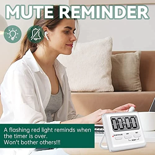 Magnetic Digital Timer, Senbos Kitchen Timers High Decibel Loud Alarm Countdown Timer Digital Timer Event Timer For Cooking, Silent Classroom Timer With Magnetic Back And Large Digits, White 5 Magnetic Digital Timer, Senbos Kitchen Timers High Decibel Loud Alarm Countdown Timer Digital Timer Event Timer For Cooking, Silent Classroom Timer With Magnetic Back And Large Digits, White - Image 5