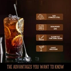 Iware LZS13B 12 Inches Stainless Steel Mixing Spoon, Spiral Pattern Bar Cocktail Shaker Spoon -Peugeot Shop 51hNm5HeOWL