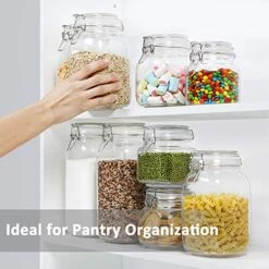 50oz Airtight Glass Jars With Lids, 3 PCS Food Storage Canister For Kitchen & Pantry Organization And Storage, Square Mason Jar Containers For Storing Sugar, Flour, Cereal,Coffee,Cookies -Peugeot Shop 51hUJHCCbpL
