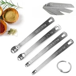 Mini Stainless Steel Measuring Spoons Set - Set Of 4 Spoons: Drop-(1/64 TSP) Smidge-(1/32 TSP) Pinch-(1/16 TSP) Dash-(1/8 TSP)