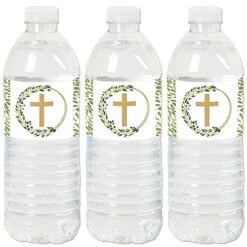 Elegant Cross - Religious Party Water Bottle Sticker Labels - Set Of 20