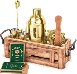 Ixology Bartender Kit With Wooden Stand - Great Housewarming Gift -12 Piece Bar Tools Set With Cocktail Kit Cards - Premium Bartending Kit For A Fun Bar Set - Stainless Steel Cocktail Shaker Set -Peugeot Shop 51hYj1bsm6L. AC