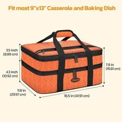 Insulated Casserole Carrier For Hot Or Cold Food,Expandable Lasagna Lugger Tote,Collapsible Leakproof Large Food Buds,Portable Tote For Party,Picnic,Camping,Vibrant Orange -Peugeot Shop 51hZNga3tvL