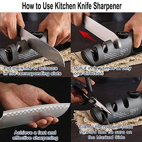 Knife Sharpener TANSUNG 3 Stage Kitchen Chef Knife And Scissor Sharpeners Restore Knives Or Shears Blades Quickly Safely With Adjustable Angle Button For Various Household Knives Shear 4 Knife Sharpener TANSUNG 3 Stage Kitchen Chef Knife And Scissor Sharpeners Restore Knives Or Shears Blades Quickly Safely With Adjustable Angle Button For Various Household Knives Shear - Image 4