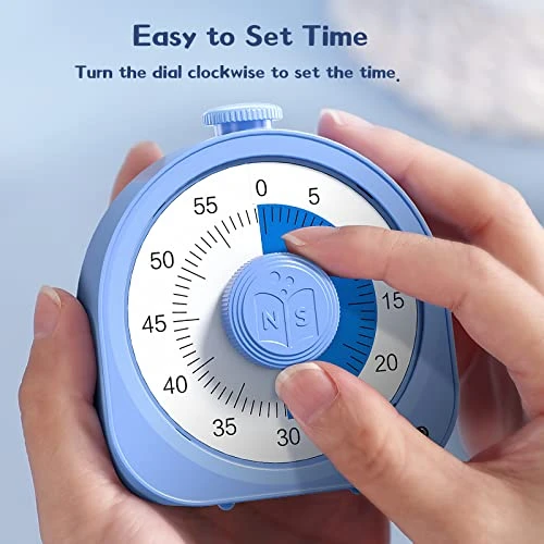 Timer Rechargeable ZZWS 60 Minute Visual Timer Desk Countdown Time Clock For Kids And Adults, Kitchen Timer Cooking Pomodoro Timer Productivity, Time Management Tool For Teaching Classroom (Blue) 4 Timer Rechargeable ZZWS 60 Minute Visual Timer Desk Countdown Time Clock For Kids And Adults, Kitchen Timer Cooking Pomodoro Timer Productivity, Time Management Tool For Teaching Classroom (Blue) - Image 4