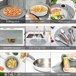 Silicone Microwave Mats, 12 Inch Multi-Use Microwave Mat Heat Resistant Pot Holders Hot Pads For Kitchen, Silicone Cover Pad For Microwave Oven Hot Pot Pans, Silicone Cover Pad, Light Gray 2 Pack 18 Silicone Microwave Mats, 12 Inch Multi-Use Microwave Mat Heat Resistant Pot Holders Hot Pads For Kitchen, Silicone Cover Pad For Microwave Oven Hot Pot Pans, Silicone Cover Pad, Light Gray 2 Pack -Peugeot Shop 51ho9aMLF1L