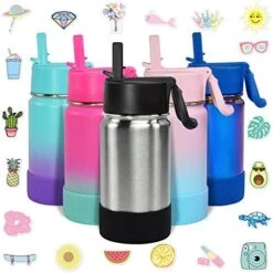 17 Oz Insulated Water Bottle With Straw Lid For Kids And Adult + 20 Funny Waterproof Stickers - Perfect For Personalizing Your Kids Metal Water Bottle -Peugeot Shop 51hs37fAqGL. AC