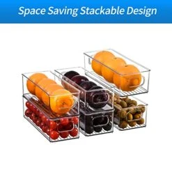 Set Of 6 Plastic Refrigerator Organizer Bins, Clear Stackable Food Storage Bins For Fridge, Freezer, Kitchen Cabinet, Pantry Organization, BPA Free Fridge Organizer -Peugeot Shop 51htQ9M7BDL