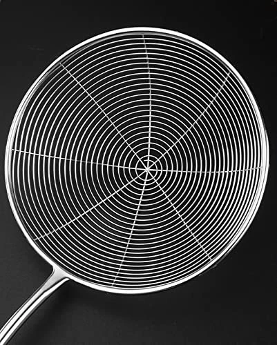 MENI Kitchen Stainless Steel Spider Strainer For Frying Cooking Utensil With 5.4" Wooden Handle,Skimmer Spoon For Hot Pot, Fritters, Noodles, Spaghetti 6 MENI Kitchen Stainless Steel Spider Strainer For Frying Cooking Utensil With 5.4" Wooden Handle,Skimmer Spoon For Hot Pot, Fritters, Noodles, Spaghetti - Image 6