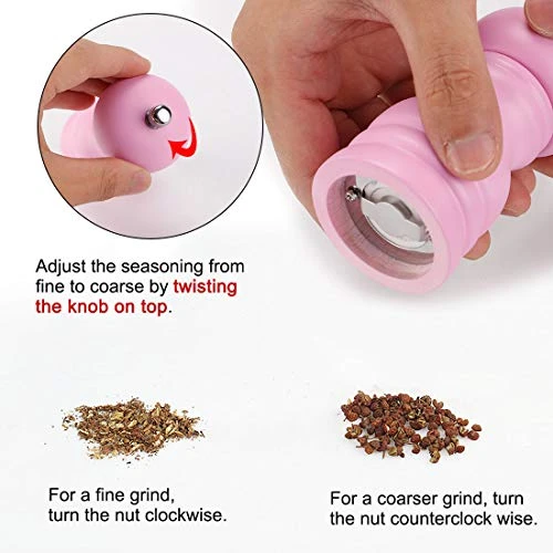 Uxcell Salt And Grinder 4.5 Inch Wooden Mills Shakers With Adjustable Coarseness For Seasoning Meal Prep Cooking Dining Pink 5 Uxcell Salt And Grinder 4.5 Inch Wooden Mills Shakers With Adjustable Coarseness For Seasoning Meal Prep Cooking Dining Pink - Image 5
