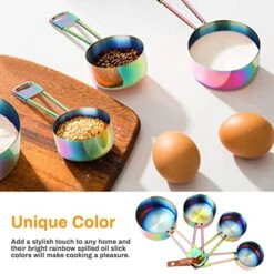 9 Pcs Measuring Spoons And Cups Set Intsun Stackable Stainless Steel Measuring Cups And Spoons Multi-color With Engraved Measurements And Mirror Polished Measuring Cup Set For Cooking, Mixing, Baking -Peugeot Shop 51iJF4qUr5L